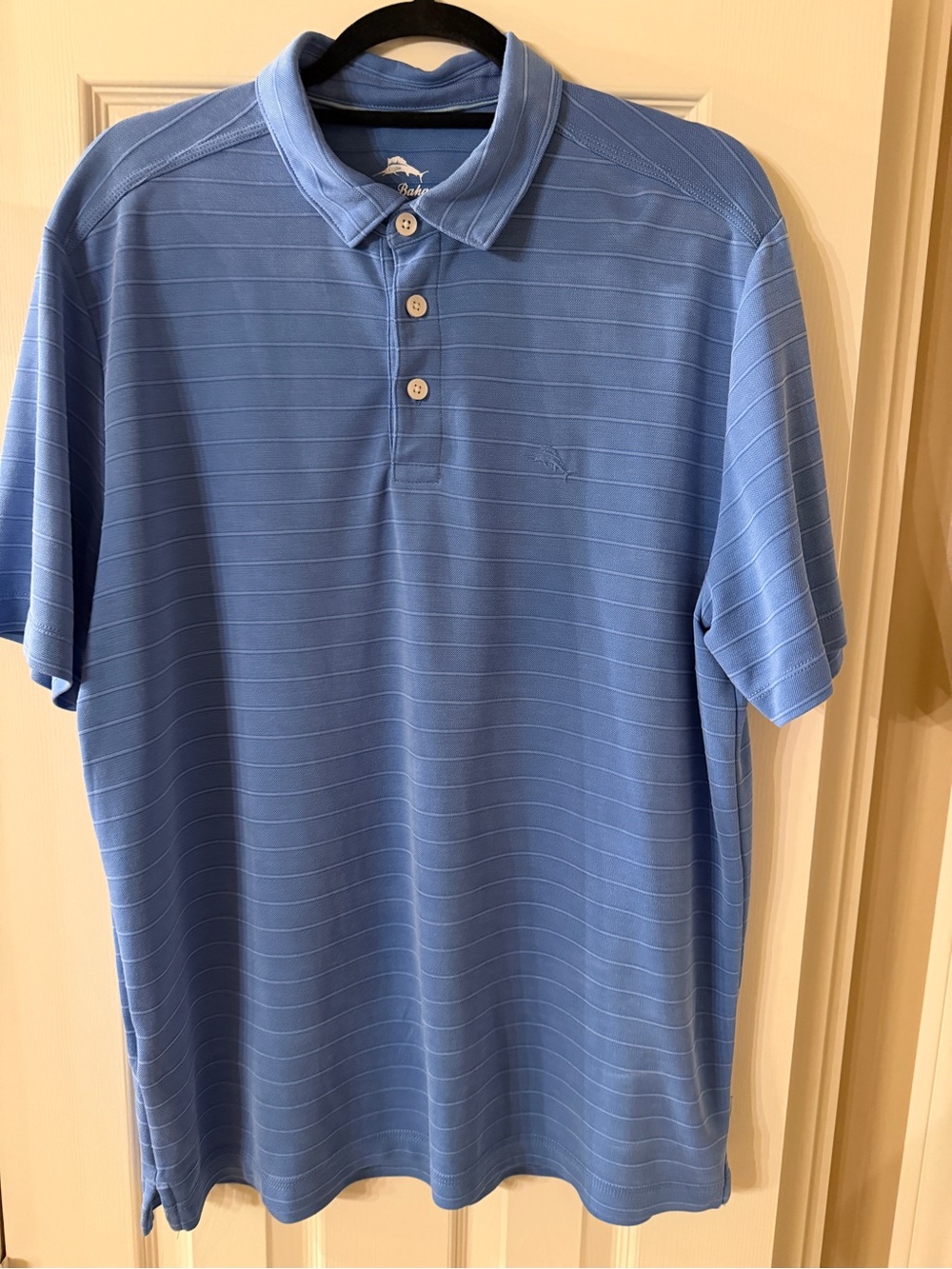 Tommy Bahama Sky Blue Men's Polo with Subtle Stripe